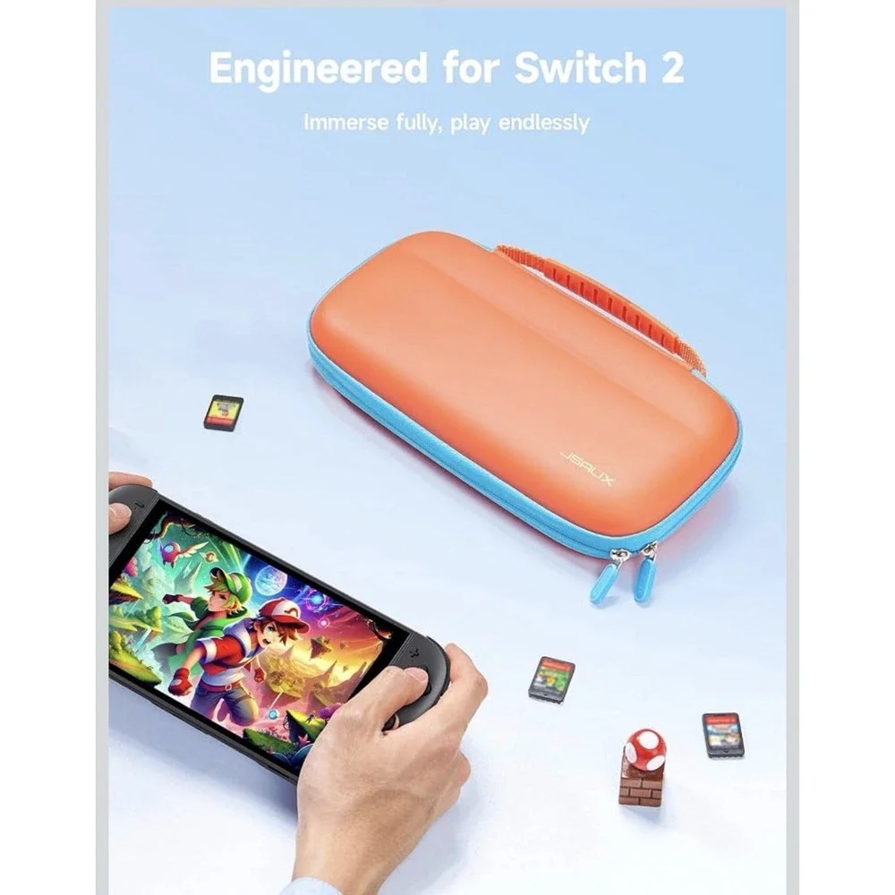 JSAUX Slim Carrying Case‎ for Nintendo Switch 2 Portable w/10 Game Slots Orange